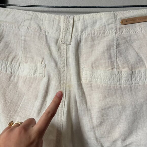 Anthropologie Pilcro and The Letterpress White Linen Cotton Pants Women's 6 - Picture 6 of 9